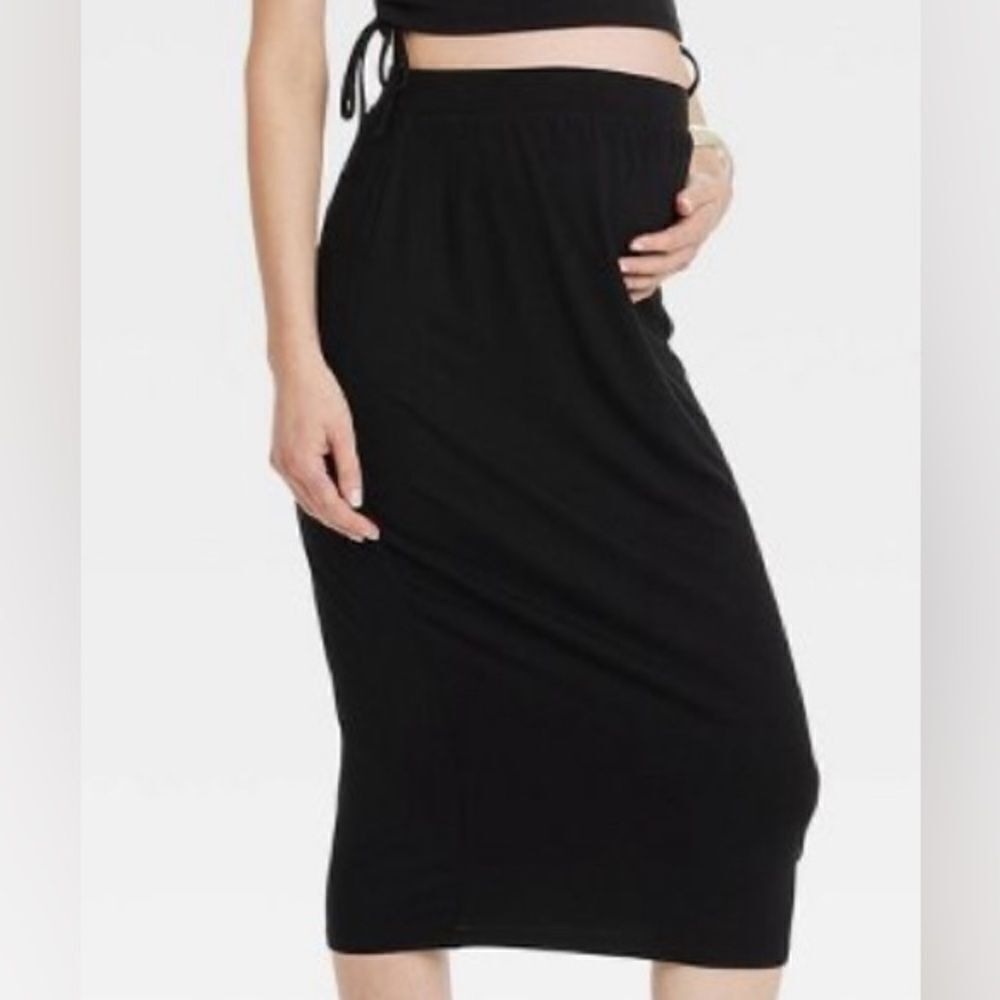 NWT Ingrid + Isabel Maternity Tan Knit Ribbed Pencil Midi Skirt - Size XXL - Picture 3 of 7